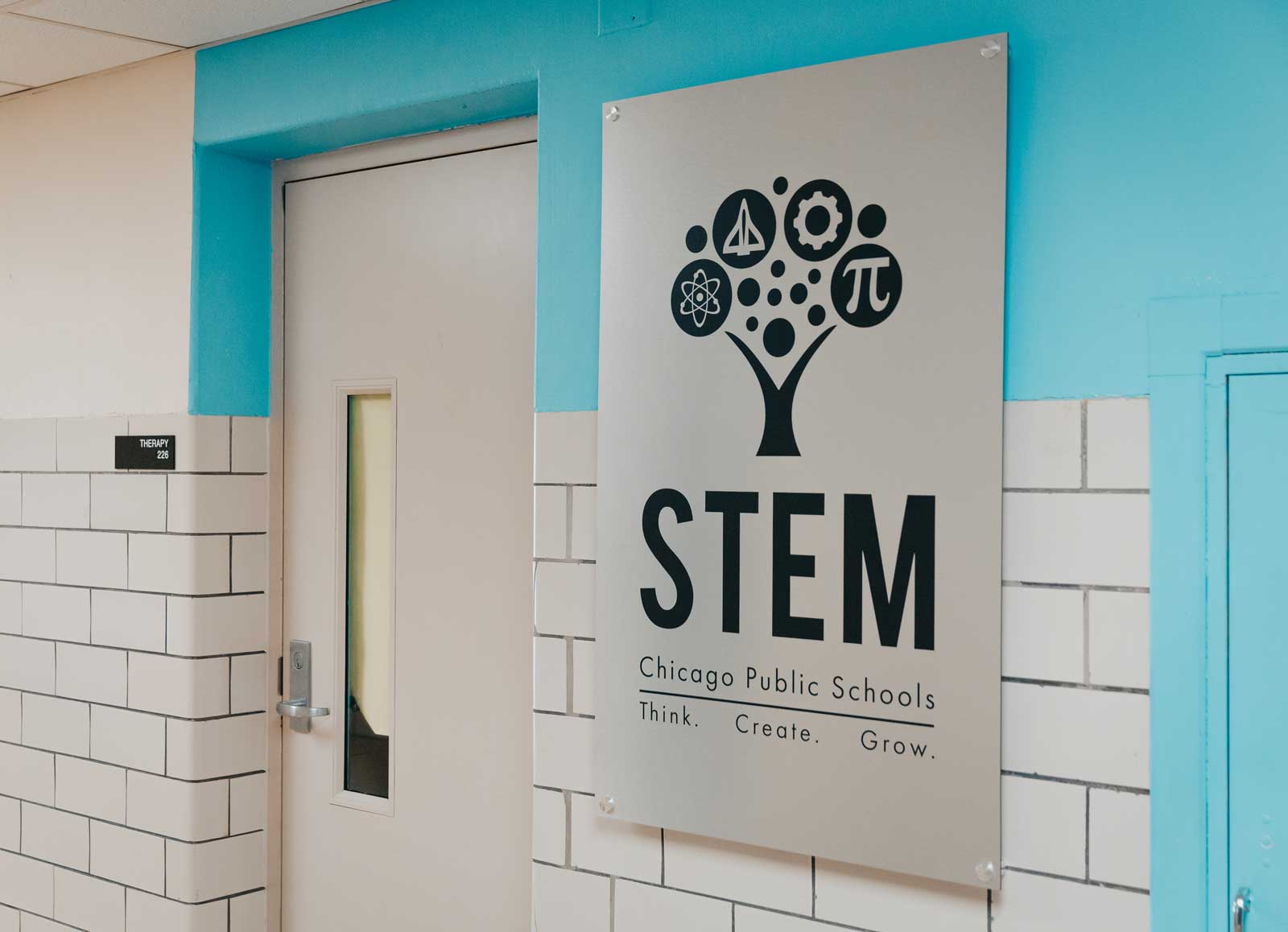 Metal sign of STEM logo