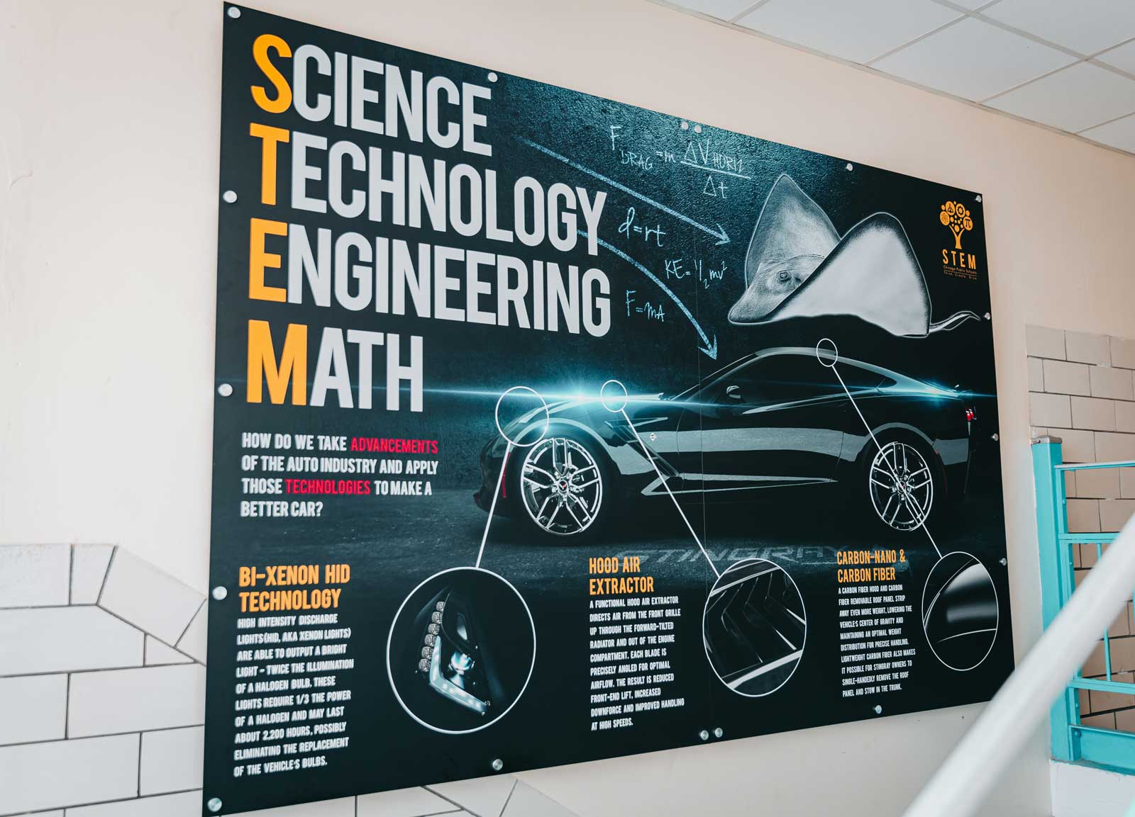 STEM mural with Corvette