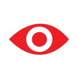 red icon of an eye